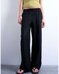TOPSHOP - Linen Straight Leg Trouser With Deep Cuff - Lyst