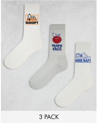 ASOS - 3 Pack Sock With Chill Snoopy Artwork - Lyst