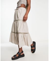 Reclaimed (vintage) - Falda midi color estilo campero con cintura elástica - Lyst