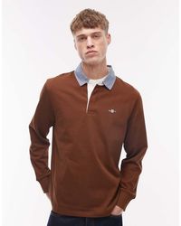 GANT - Chambray Smart Collar Heavy Rugby Polo Shirt - Lyst