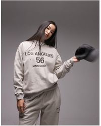 TOPSHOP - Co-ord Graphic Los Angeles 56 Vintage Wash Oversized Sweat - Lyst