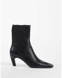 ASOS - Rumi Real Leather Unlined Heeled Ankle Boots - Lyst