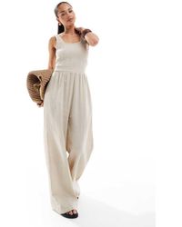 Brave Soul - Tuta Jumpsuit Color Crema Con Scollo Rotondo - Lyst