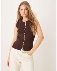 Mango - Knitted Vest With Statement Buttons - Lyst