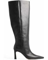 NA-KD - Slim Toe Leather Knee High Boots - Lyst