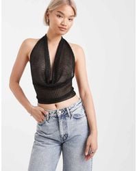 Edikted - Shiny Knit Cowl Neck Backless Top - Lyst