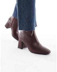 London Rebel - Botines Burdeos De Tacón Medio Nova De -Rojo - Lyst