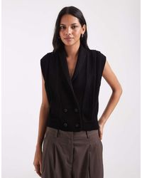 ASOS - Knitted exaggerated Shoulder Tank With Button Fastening - Lyst