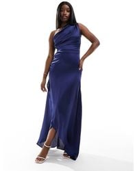 TFNC London - Bridesmaid One Shoulder Satin Maxi Dress - Lyst