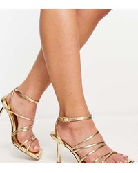 Asos Design Wide Fit - Hamper Strappy Mid Heeled Sandals - Lyst