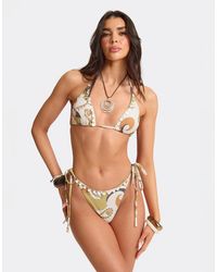 Missy Empire - Abstract Print Shell Trim Bikini Bottom - Lyst