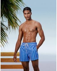 Polo Ralph Lauren - Traveler Icon Logo Wide Stripe Slim Fit Mid Swim Shorts - Lyst
