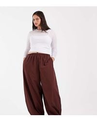 ASOS - Asos Design Curve Cotton Nylon Blend Pull On Balloon Trousers - Lyst