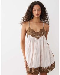 ASOS - V Neck Cami Mini Dress With Lace Trims - Lyst
