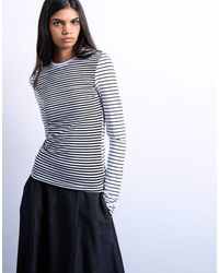 TOPSHOP - Stripe Contrast Back Long Sleeve Top - Lyst