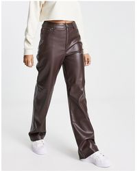 Pimkie - High Waisted Faux Leather Straight Leg Trouser - Lyst