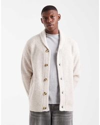Threadbare - Cardigan Con Collo Sciallato Écru - Lyst