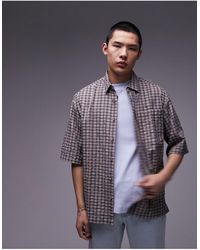 TOPMAN - Short Sleeve Grid Check Shirt - Lyst