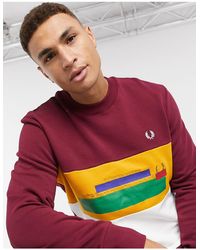 fred perry colour block crew sweatshirt