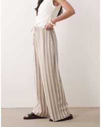 Abercrombie & Fitch - Tie Waist Linen Blend Pull On Trousers - Lyst