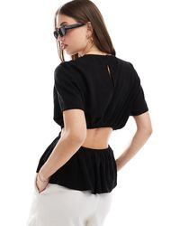 ASOS - Linen Look Top With Open Back - Lyst