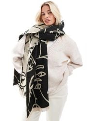 ASOS - Geweven Jacquard Sjaal Met Abstract Gezicht - Lyst