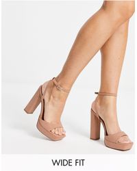 ASOS - Wide Fit Noun Platform Barely There Block Heeled Sandals - Lyst