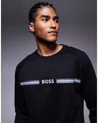 BOSS - Authentic - sweat-shirt classique avec bande rayée à logo - Lyst