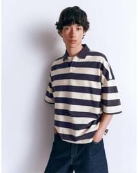 Pull&Bear - Boxy Oversized Striped Polo Shirt - Lyst