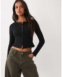 ASOS - Shrunken Fit Textured Button Through Long Sleeve Top - Lyst