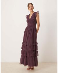 ANAYA - Flutter Sleeve Ruffle Maxi Dress - Lyst