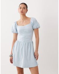 ASOS - Ruched Front Mini Tea Dress Gray - Lyst