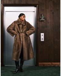 ASOS - Asos Design Curve Longline Tipped Faux-fur Car Coat - Lyst