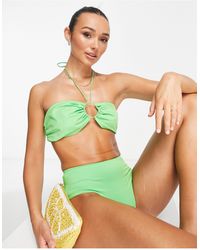 Mango - Top bikini allacciato al collo con spalline incrociate acceso - Lyst
