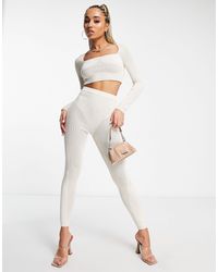 SIMMI - Simmi Knitted Ribbed Long Sleeve Contour Top Co-ord - Lyst