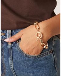 ASOS - T-bar Bracelet With Textured Chain Links - Lyst