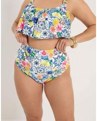 Yours Clothing - Mediterranean Super High Waisted Bikini Briefs - Lyst