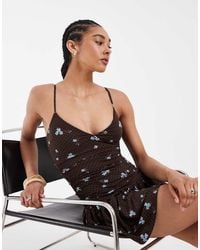 Hollister - Strappy Lace Trim Babydoll Mini Dress - Lyst