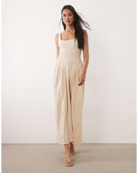 ASOS - Crinkle Square Neck Panel Detail Midi Dress - Lyst