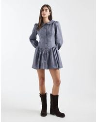 Daisy Street - Drop Waist Fitted Mini Dress With Statement Collar - Lyst