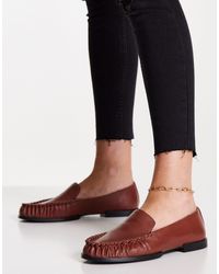 Mango Real Leather Loafer - Brown