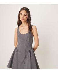 ASOS - Asos Design Tall Bengaline Scoop Neck Structured Flippy Mini Dress - Lyst