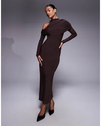 ASOS - High Neck Aysm Cold Shoulder Midi Dress - Lyst