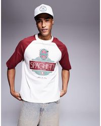 ASOS - Recht Ruimvallend T-Shirt Met Raglanmouwen En Grafische Tekstprint - Lyst