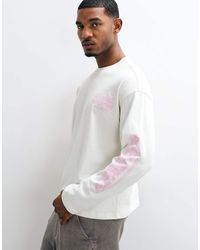 Weekday - Oversized Long Sleeve T-shirt With Pink Graphics - Lyst