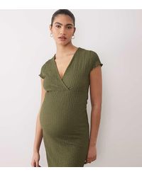 Mama.licious - Mamalicious Maternity Textured Cap Sleeve V-neck 2 Function Nursing Midi Dress - Lyst