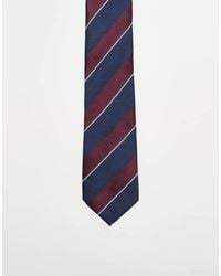 ASOS - Corbata Azul Marino Y Burdeos A Rayas De Estilo Rugby De -Rojo - Lyst