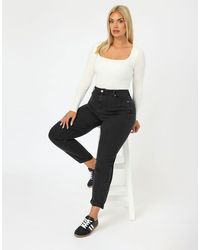 Yours Clothing - Wash Denim Boyfriend Jeans - Lyst