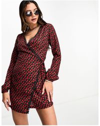 Daisy Street - Robe portefeuille courte style années 90 à imprimé rosses style grunge - Lyst