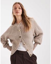 ASOS - Knitted Fisherman Rib Cardigan With Raglan Detail - Lyst